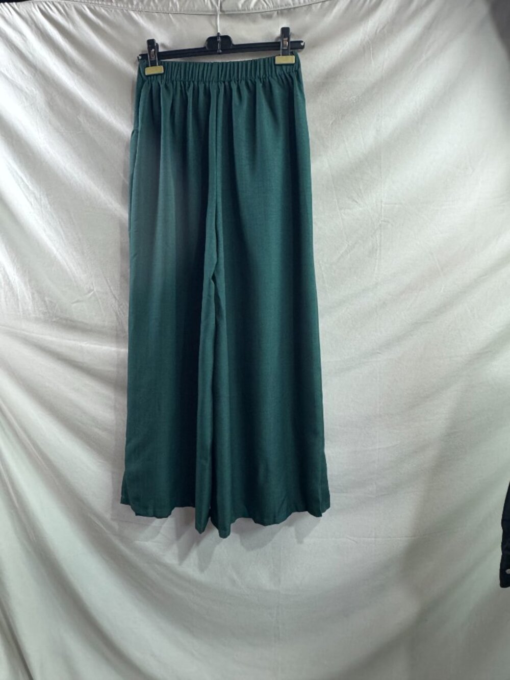 High Waisted Yoke Pleated Wide Leg Palazzo Pants Green - Picture 12 of 12